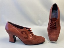 Vintage Rust Orange Edwardian Heels Size 7 B Oxfords Greece Leather GUC