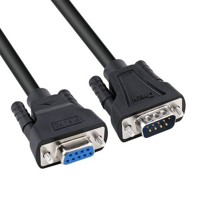 15ft DB9 Simple Null Modem Cable, Black, M/F Extension, 2 Pin Crossed TX, RX