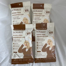 Scrubzz No Rinse Shampoo Cap Lot Of 4 Count Coconut Vanilla Travel Camping