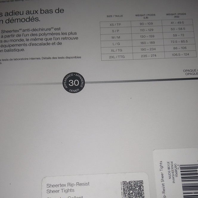 Sheertex Rip-Resist Sheer Tights Nude Beige 30 Denier Women Solid