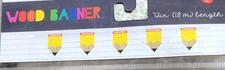 Wood Pencil Banner Party Banner 8" PENCIL BANNER For Classroom Party - 2 Pack