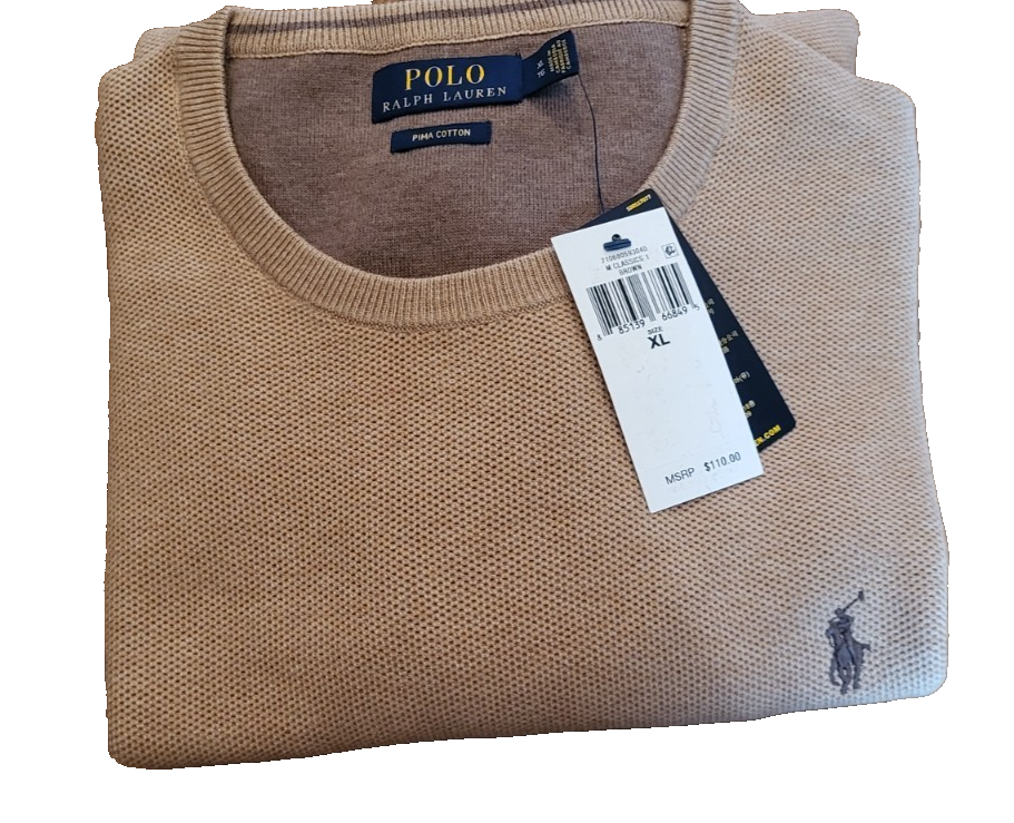3本セット Polo Ralph Lauren Men's Brown XL Pima Textured Knit 1/4 Zip