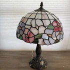 Vintage Tiffany Table Bedside Lamp Floral Stained Glass Lamp Desk Light H19"