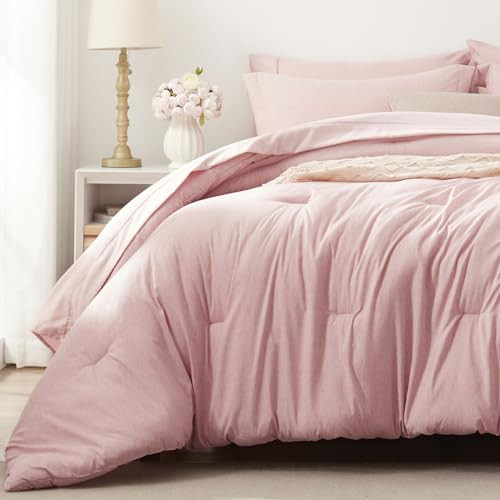 Queen Bettdecken-Set 7-teilig Bett in einer Tasche - Rosa Queen weiche Bettwäsche Set für - Bild 1 von 7