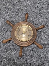 Vintage Weathermaster Thermometer Brass Round Wall Barometer  30cm 