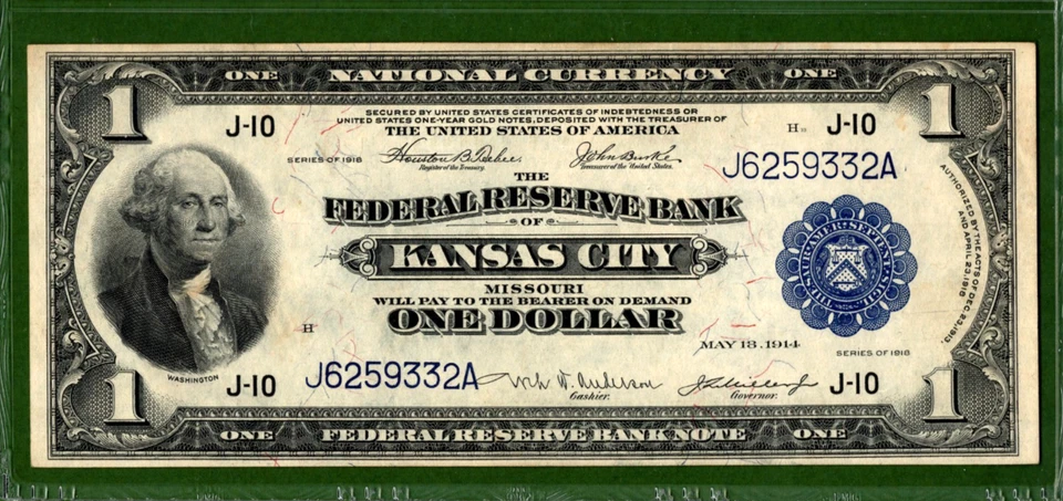 1918💲1  FRBN  🏛️ KANASAS  CITY  Fr-737  🏛️  PMG  63 - Image 2 of 4