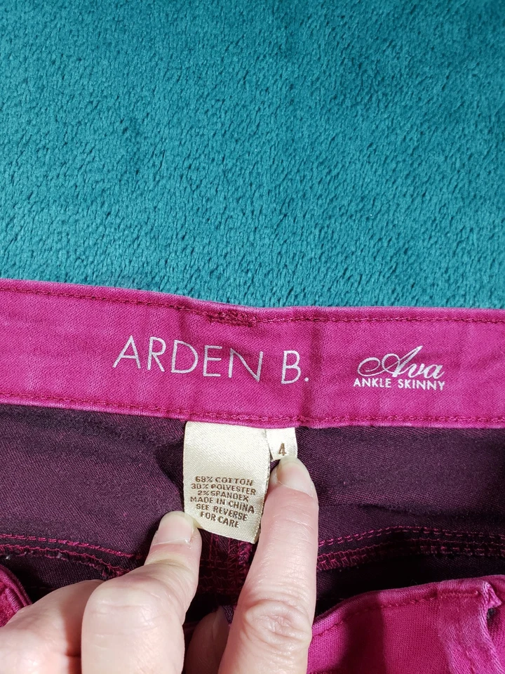 Pantalones de mezclilla elásticos Arden B talla 4 rosa talla 4 tiro medio ajustados al tobillo Foto 3 de 4