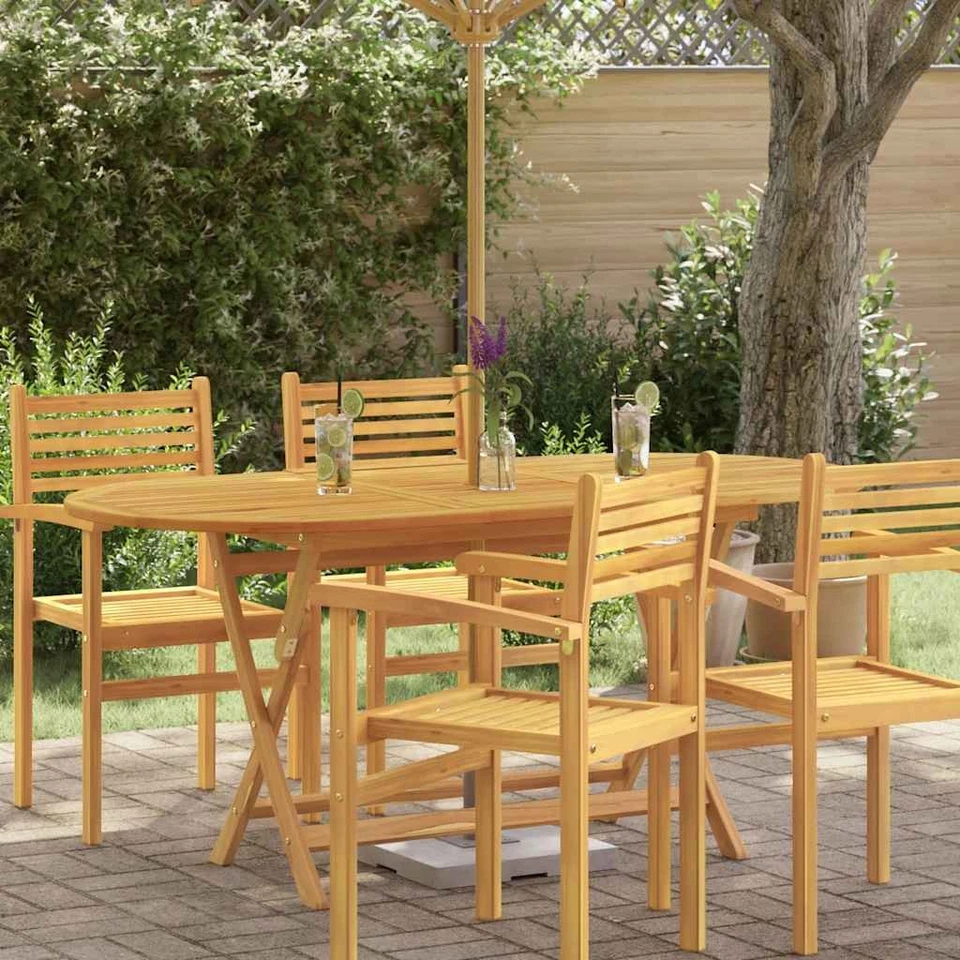 Bois d'Eucalyptus Massif Table Pliable de Jardin 160x85x75 cm Extérieur vidaXL - Photo 1/1