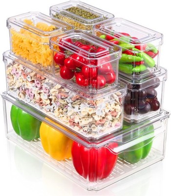 heuchaey Kühlschrank Organizer Set 7er Set (3 Größe) Stapelbaren Stauraum Klein