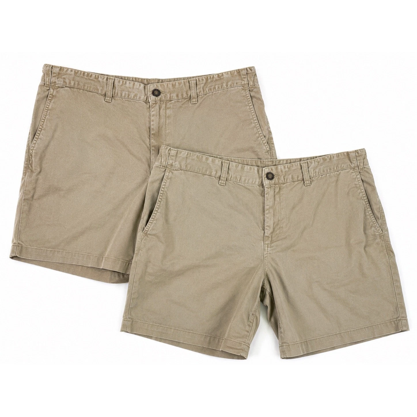 George Mens Khaki Tan Flat Front Chino Shorts Cotton Stretch Size 42