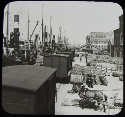 Glaszauber Laternen Dia ZOLLHAUS & HAFEN GÖTEBORG UM 1910 FOTO SCHWEDEN