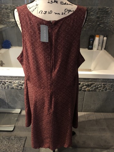 Forever 21 Plus Size Wine/Mauve Print Sleeveless A-line Swing Dress Size 3X - Picture 5 of 10