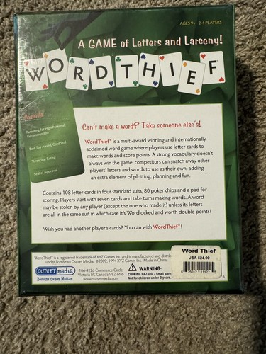Word Thief - Game Of Letters And Larceny Outset Media Card Game SEALED - Picture 2 of 2