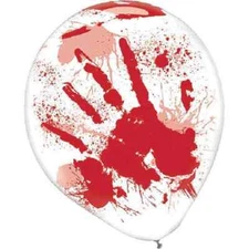 Asylum Bloody Handprint Haunted House Halloween Party Decoration Latex Balloons