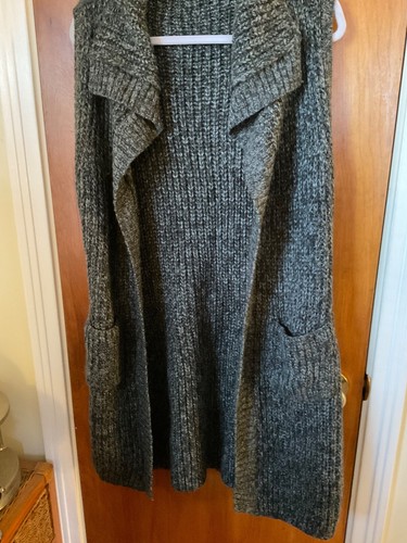 PRANA vorne offen ärmellos Staubmantel Cardigan Pullover Wolle Strick geräumig Gr. XS grau - Bild 3 von 8