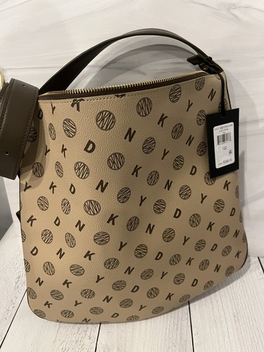 DKNY Brown Signature Logo Design Purse Medium Shoulder Bag - Picture 11 of 13