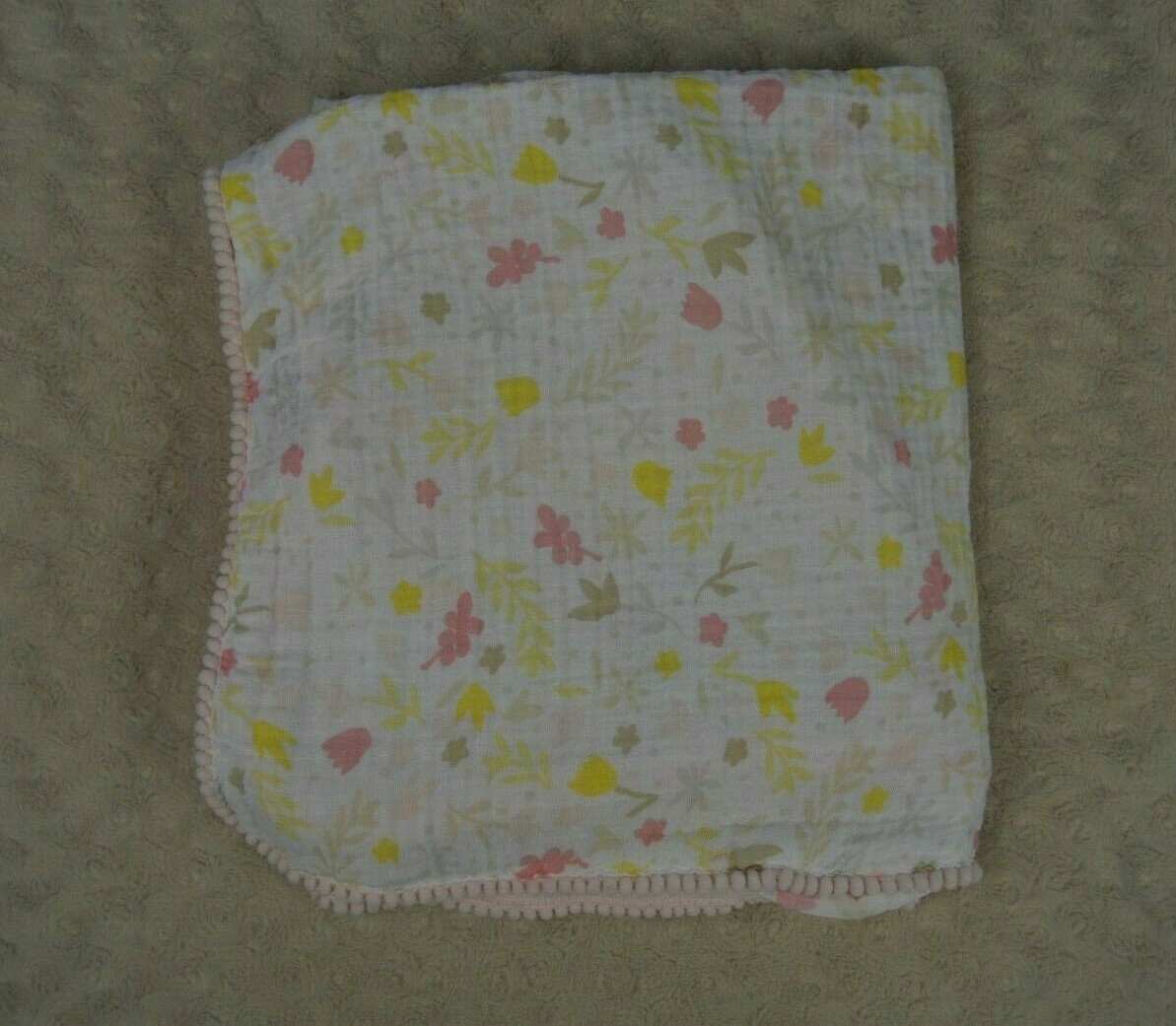 Cloud Island Floral Baby Swaddle Blanket Pink White Gray Yellow Polka Dot Muslin-image