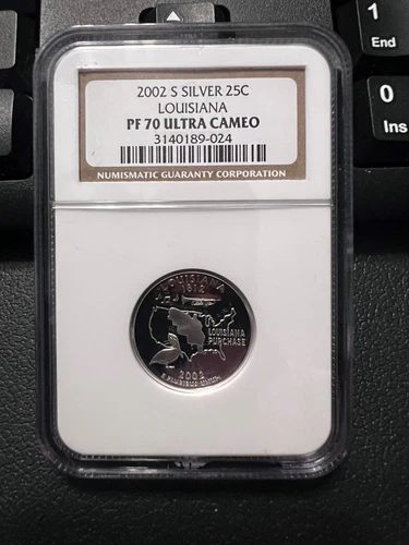 2002-S SILVER Washington Quarter Louisiana 25C NGC PR70 ULTRA CAM