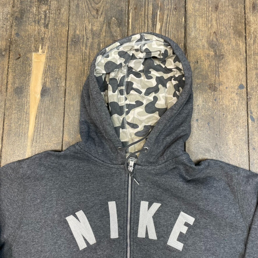 Nike Hoodie Mens Vintage Spellout Full Zip Y2K Training Sweatshirt, Grey, XL image 7