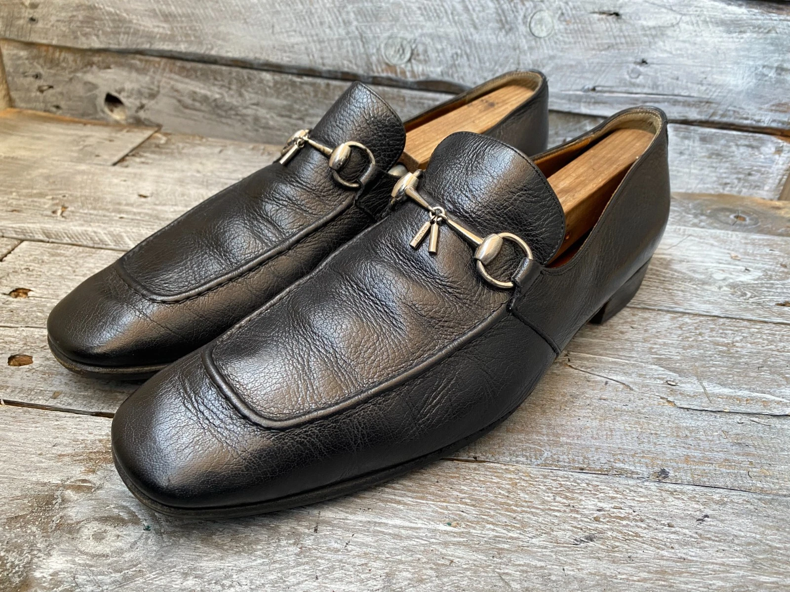Mocassins Jordan GUCCI Horsebit cuir noir taille 43,5E