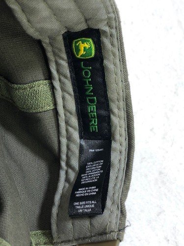 John Deere Adjustable Snapback Baseball Hat Cap Rare Dark Army Green 100% Cotton - Picture 11 of 12