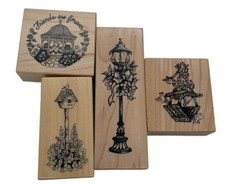 Stampin Up Rubber/Wood 4Pc Stamp Set Unused /NEW