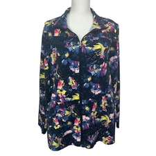 CJ Banks Women’s Full Zip Jacket/Blazer Sz 1X (14/16) Multi Color Floral Print