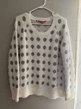 Modcloth Womens Fuzzy Crew Neck Sweater Dotted Metallic Long Sleeve Size XL Soft