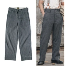 Bronson Heavy Stripe Pants High Rise Cotton Preshrink Suspender Trousers Slacks