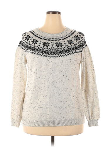 Cj Banks Women White Pullover Sweater 2X Plus