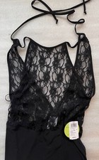 WINDSOR, WOMEN'S L LONG BLACK GOWN WITH LACE BODICE, SLEEVELESS, NEW WITH TAGS