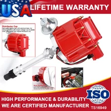 HEI Distributor Red Cap with 65K Coil 7500RPM For Chevy V8 350 SBC 454 BBC GM08