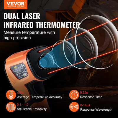VEVOR Infrared Thermometer - Non-Contact Handheld Temperature Gun