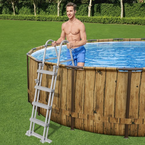 Frame Pool - Set mit Filterpumpe Stahlrahmen Aufstellpool Braun Ø 488 x 122 cm - Bild 8 von 11