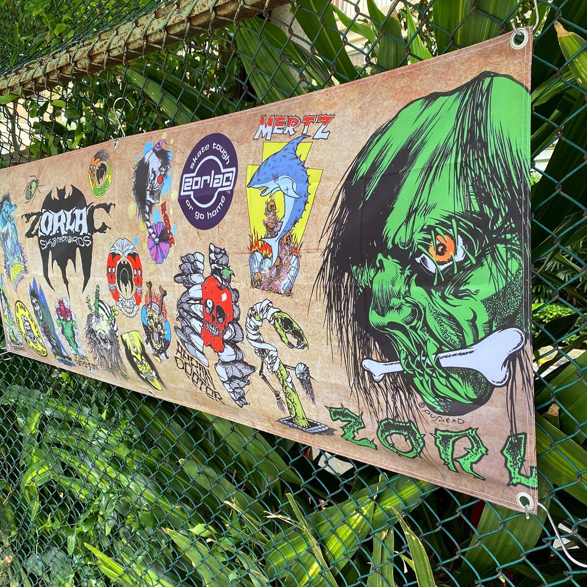 ZORLAC スケートボード バナー 1985年 Zorlac Banner Pushead Art Vintage Old School Skateboard RARE
