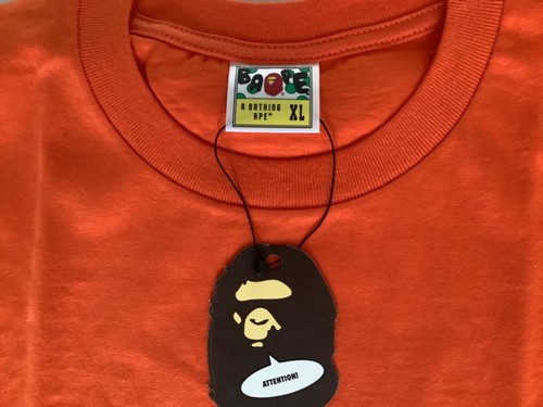 Authentic a bathing ape bape mad shark tee t shirt orange men’s XL new - Picture 3 of 7