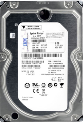 Hard IBM 00Y2425 00Y5716 ST3000NM0023 3TB 7200U/Min 128MB SAS-2 