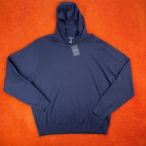 PETER MILLAR Herren XXL 2XL Excursionist Flex Popover Hoodie Merinowolle marineblau 325 $
