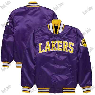 NBA Letterman Los Angeles Lakers Purple Satin Jacket Vintage Street Wear Fashion