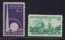 1939 & 1964 NEW YORK WORLD'S FAIR -  2 U.S. POSTAGE STAMPS - MINT CONDITION