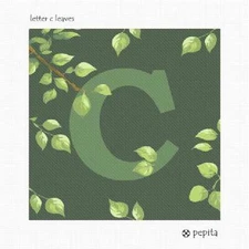 Letter C Leaves Needlepoint Kit or Canvas