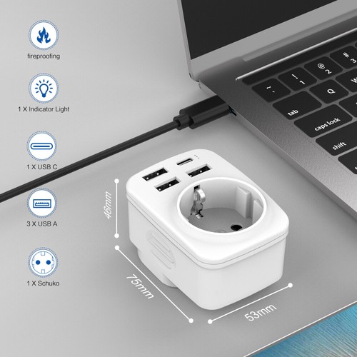 UK Reiseadapter USB England Deutschland Stecker Typ G Stromadapter für Irland DE - Bild 4 von 9