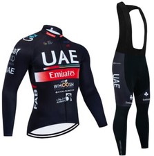 Completo ciclismo UAE  Invernale nero Felpato Termico Gel 20D tuta divisa