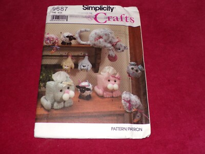   SIMPLICITY #9687 - BAZAAR ITEMS-LAMB-CATS & GOOSE-TISSUE BOX PATTERN OZ  FF