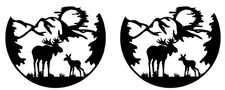Moose Mountain Landscape Two Black Vinyl Graphic Decal Car Truck Windows Laptop