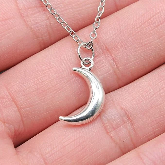 Collana con ciondolo LUNA crescente Argento mezzaluna catena Acciaio inox Donna - Immagine 2 di 4