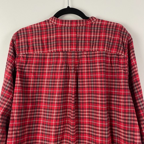 Land’s End Shirt 22W Red Multicolor Plaid Cotton Pintucked Buttons Popover Tunic - Picture 7 of 10