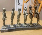 6 PC Depose Italy Knights Shining Armor Statues Sculptures W/Marble Base Used — photo 3