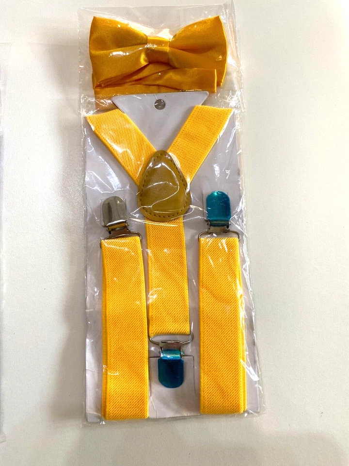 Bretelles Élastique + Nœud Papillon Réglables Couleur: Jaune Pour Enfant - Photo 1/1