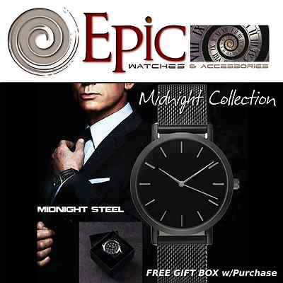 EPIC TIME- Midnight Steel Black Dress Watch